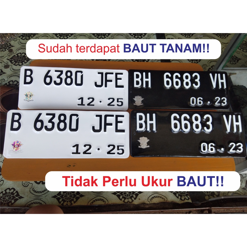 Jual Plat motor Baut Tanam Standar Putih Hitam Terbaru / Plat Motor