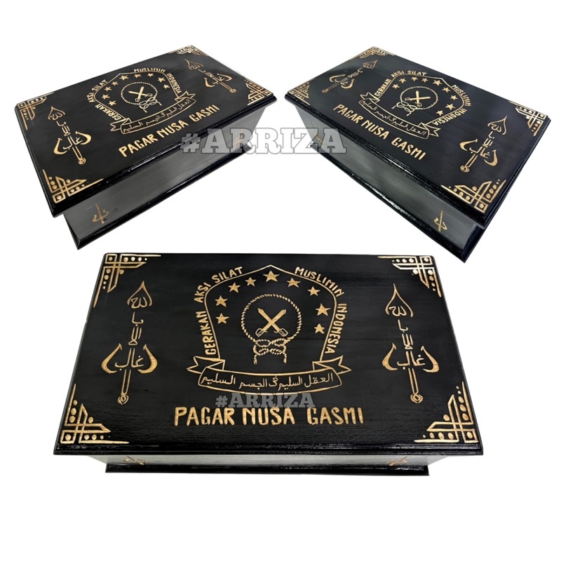 KOTAK SABUK MORI PN GASMI PAGAR NUSA GASMI / TEMPAT SABUK PAGAR NUSA GASMI / TEMPAT IKAT PINGGANG PN PAGAR NUSA GASMI / TERMURAH DARI KAYU JATI (FREE UKIR NAMA)