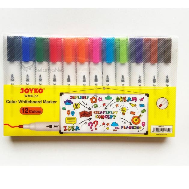 

Special - Spidol Papan Tulis 12 Warna Color Whiteboard Marker Joyko WMC-51 ..