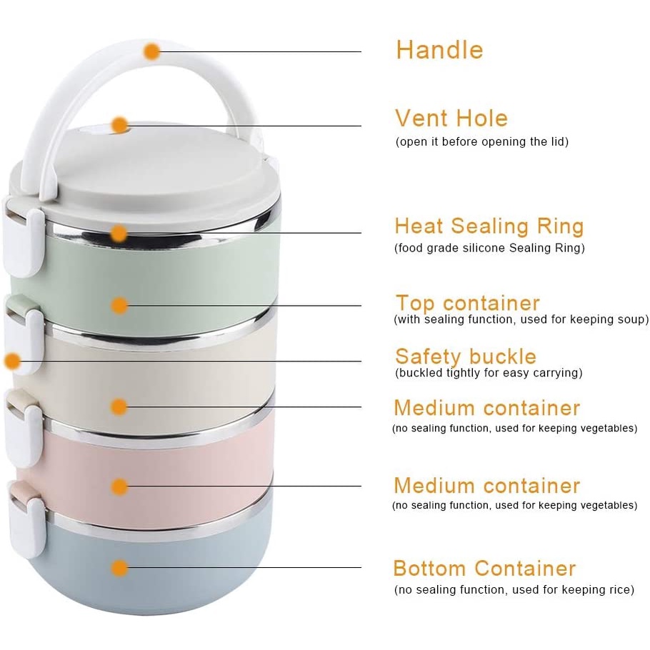 COD Rantang Stainless 4 Susun Rantang Nasi Cantik Rantang Bekel Anti Karat kedap udara luch box koatk bekal