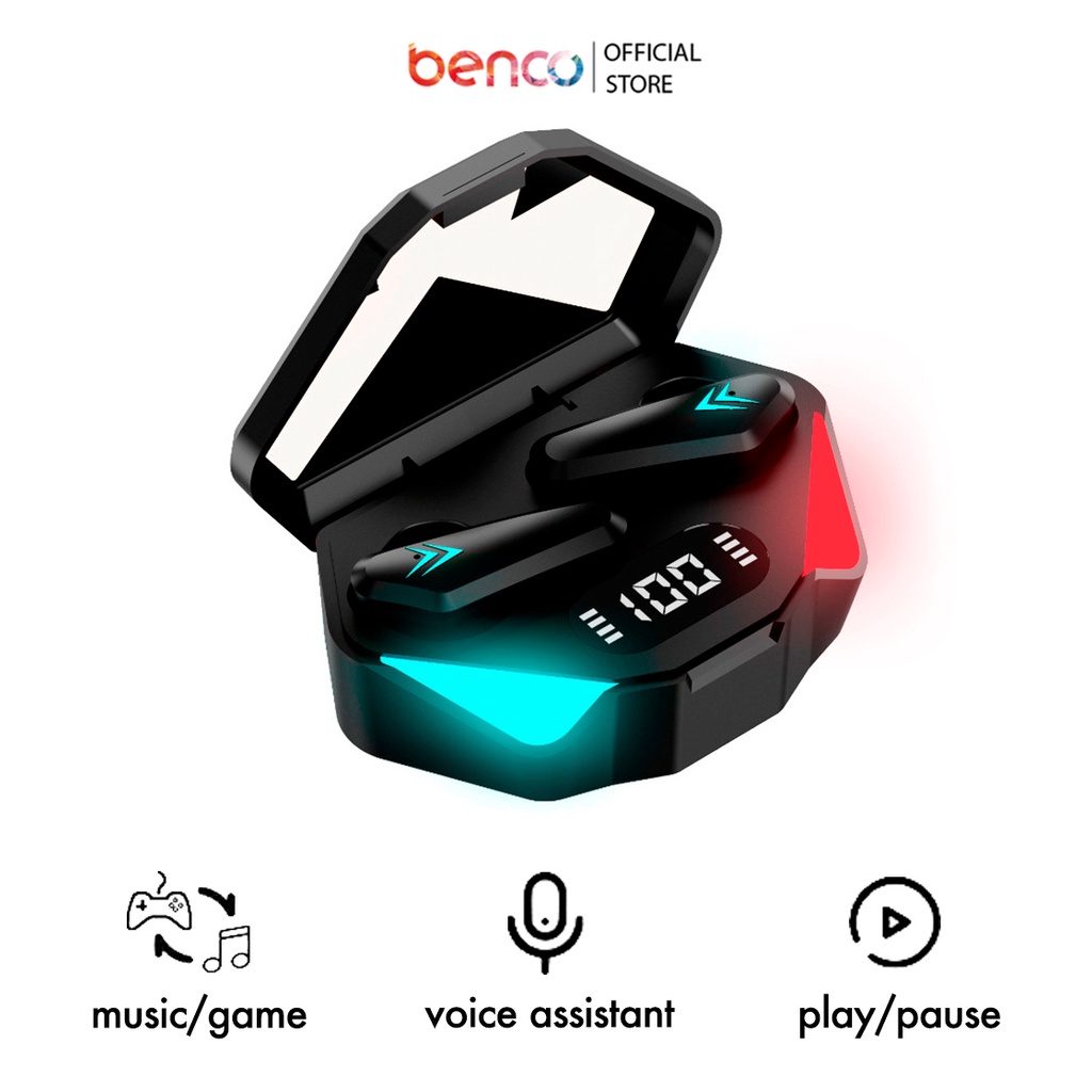 BENCO Tws Headset Gaming 65ms Low Latency Game music X15s Earphone Waterproof