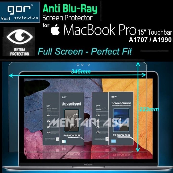 

Premium Screen Protector Macbook Pro 15 Touch Bar A1707 - Gor Anti Bluray