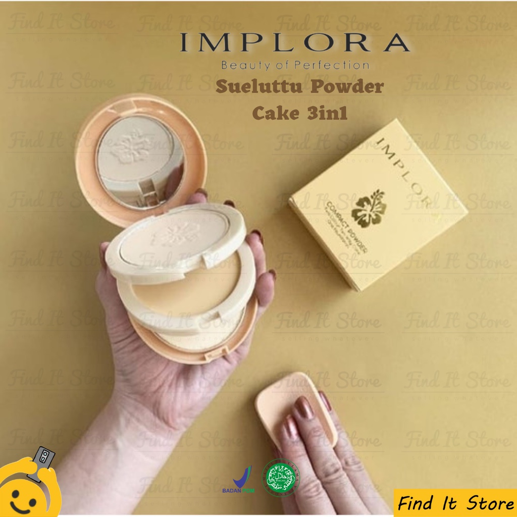 Implora Sueluttu Powder Cake 3in1 320 | Two Way Cake Foundation | Bedak Padat | Foundation Powder BPOM Original