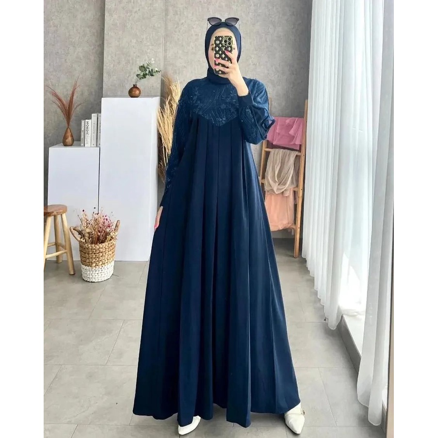 Dress Rample Brukat / Dres Hijab Kondangan Mix Brukat Model Terbaru / Dress Gamis Brokat Elegant dua Layer Terbaru Zipper depan / Baju Kondangan / Dress Bridesmaid / Dress kondangan / Dress Kebaya / Kebaya Modern / Lily dress