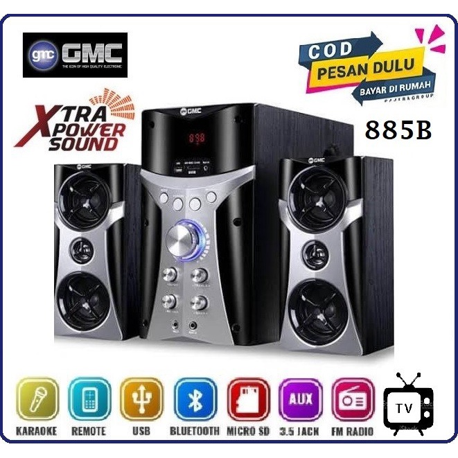 Speaker XTRA BASS GMC 885B Speaker Bluetooth Karaoke Free Mic Kabel