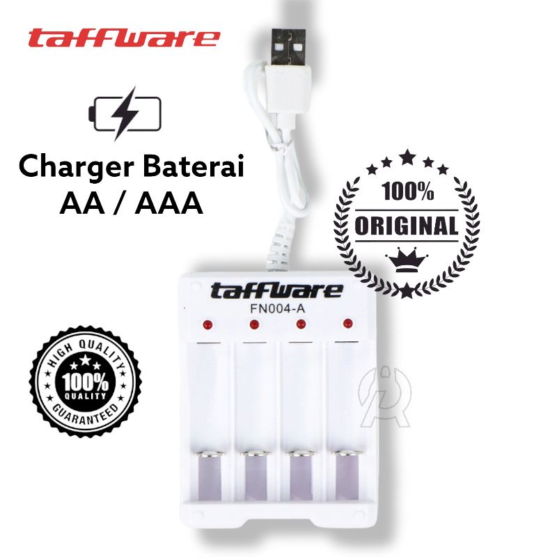 TERMURAH Taffware Charger Baterai USB Plug 4 slot Batre AA Batere AAA