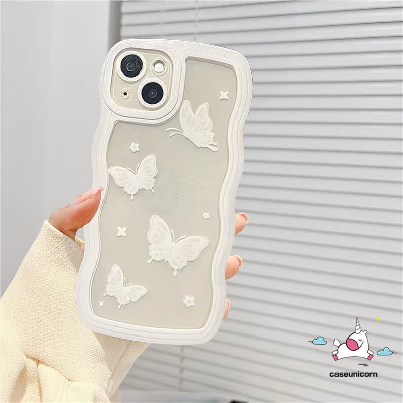 Case Oppo A17 A95 A57 A78 A15 A77s A5s A17K A7 Reno 8T 8 6 A16 A12 A55 A3s A16K A77 A1K A96 A53 A9 A5 A54 A74 A76 F9 A16E A16s A12E A52 A3 Fantasy Butterfly Soft Wavy Edge Sarung