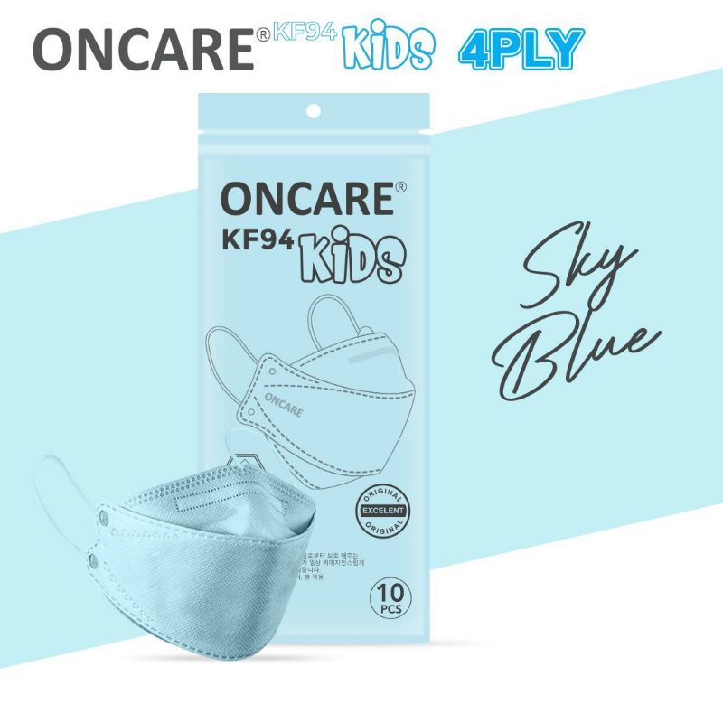 Masker KF94 Anak 4ply Korea Premium Mask Warna Murah-KF94 SKY BLUE
