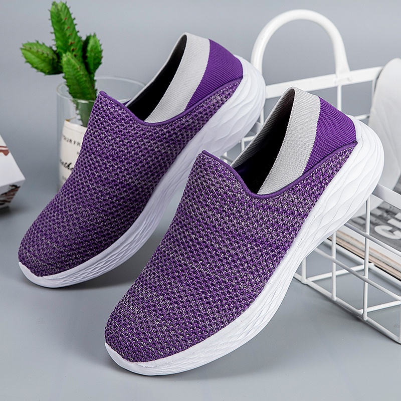 Musim Panas Korea Import Sepatu Flat Wanita Nyaman Flatshoes Flyknit Tanpa Tali Outdoor Olahraga Lembut Ringan Cantik 223