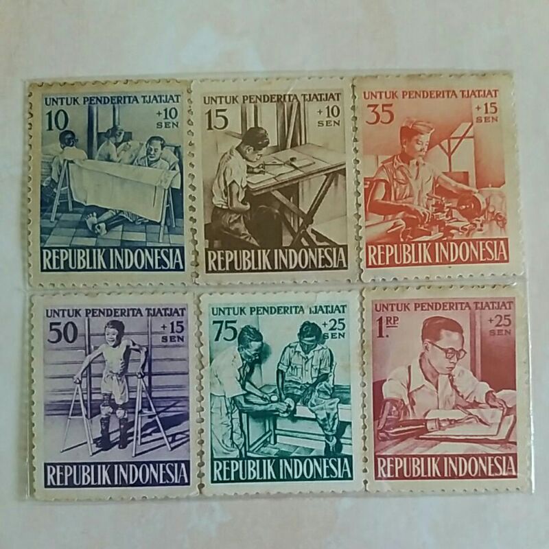 

(AC) Perangko Indonesia 1957 Untuk Penderita Cacat Set Lengkap 6 pcs Mint