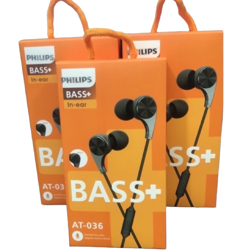 HANDSFREE PHILIPS MURAH AT036 EXTRA BASS EARPHONE HENSET HEADSET HEADPHONE HENSED PHILIPS AT-036