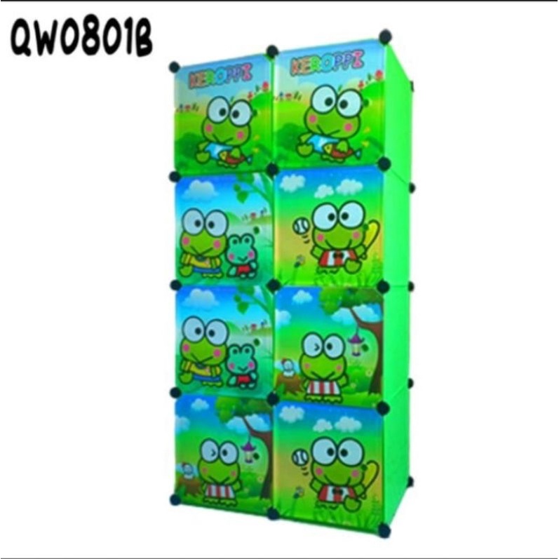 Lemari Pakaian Plastik Portabel 8 Pintu Karakter Plastik Resin