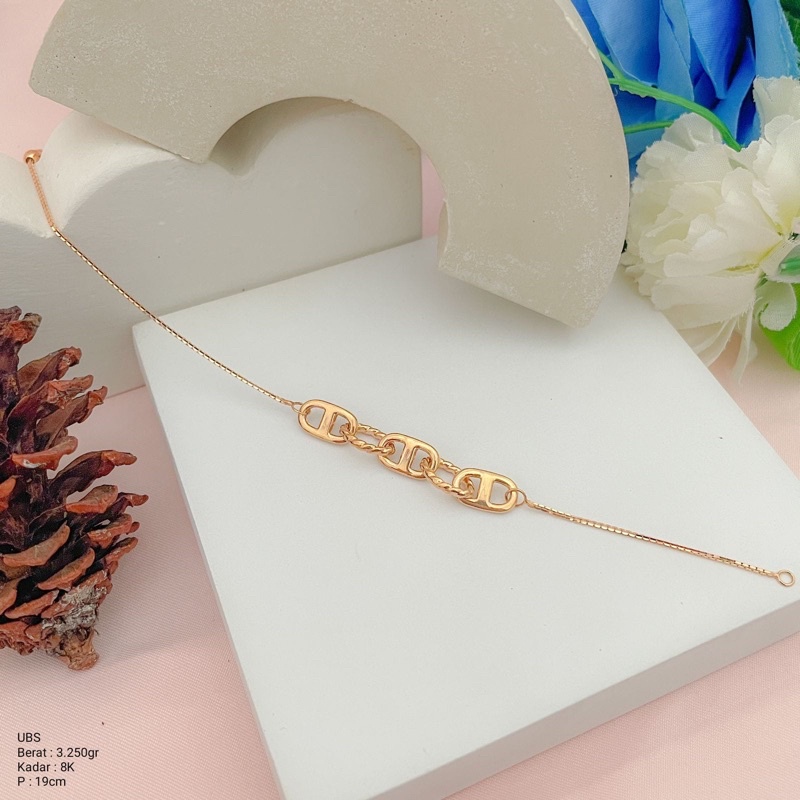 Perhiasan Gelang Emas Serut Rantai Fashion Ubs 8k / 375