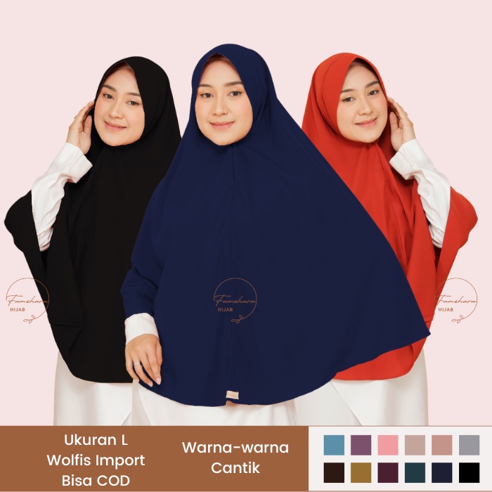 Famehara.id Hijab Afsha L Jumbo Wolfis Premium Formal Semi Formal