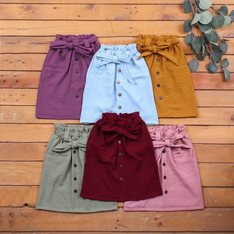 2-5 TH ROK ANAK PEREMPUAN CRITTOS CRINGKLE BUTTON SKIRT