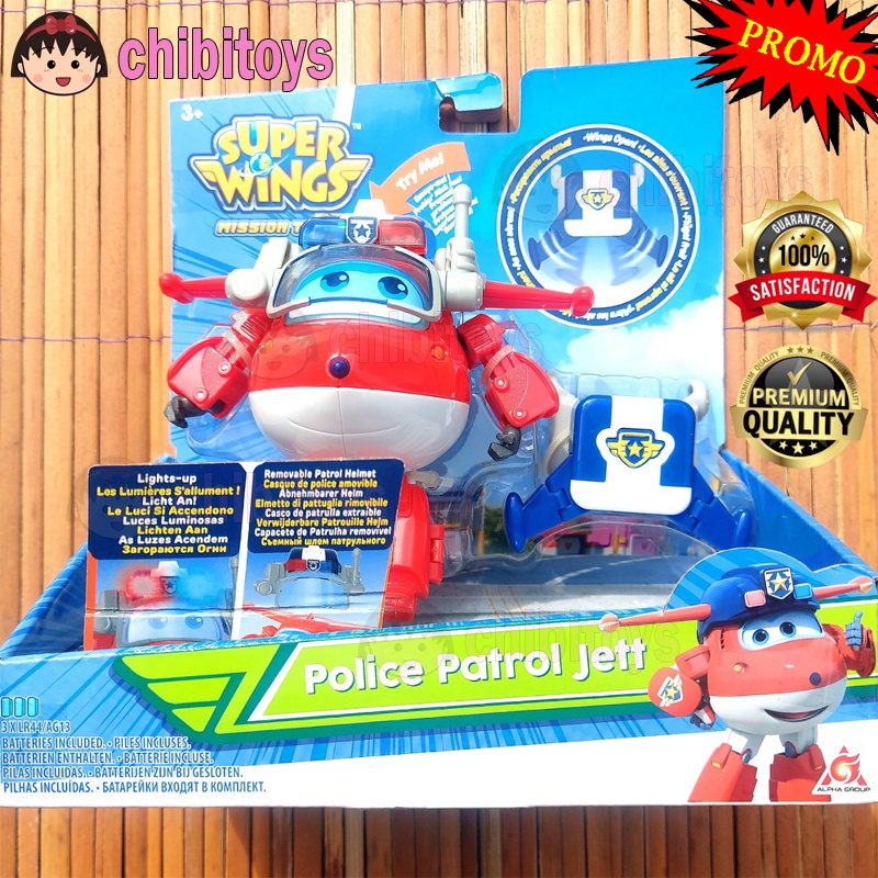 SUPER WINGS POLICE PATROL JETT - JET MAINAN ANAK ROBOT PESAWAT TRANSFORMERS ORIGINAL 100%
