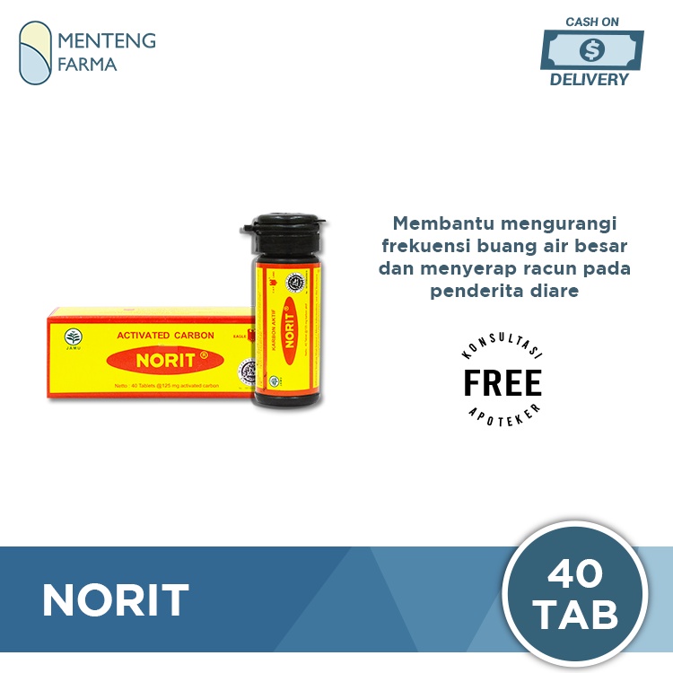 Norit Karbon Aktif 40 Tablet - Obat Diare, Kembung, dan Penyerap Racun