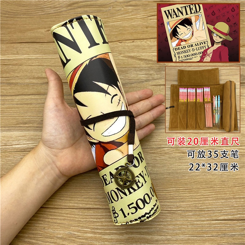 ◊☃Sera One Piece Scroll Pen Tas Topi Jerami Luffy Zoro Chopper Kapasitas Besar Kotak Alat Tulis Sastra Korea Segar Kotak Pensil