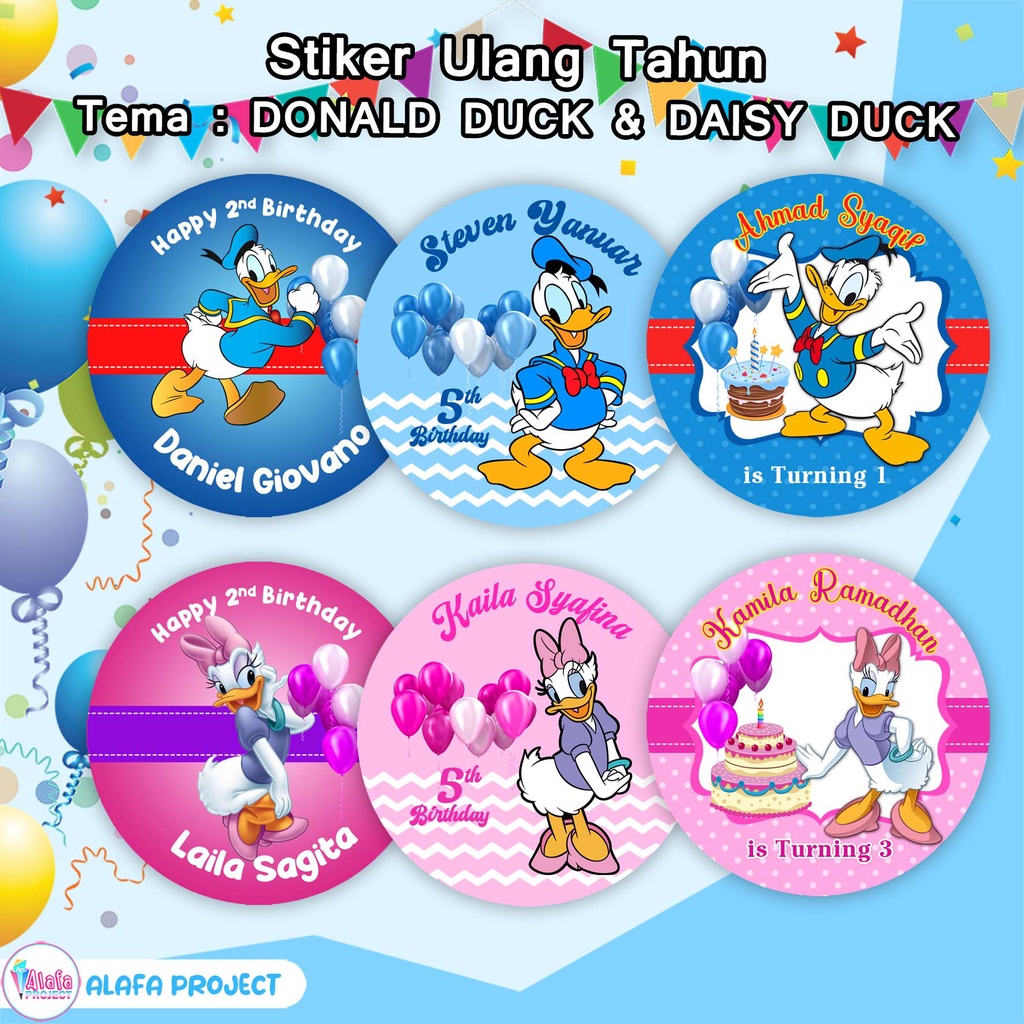 

alafaproject - Stiker Ulang Tahun Donald Duck Daisy Duck