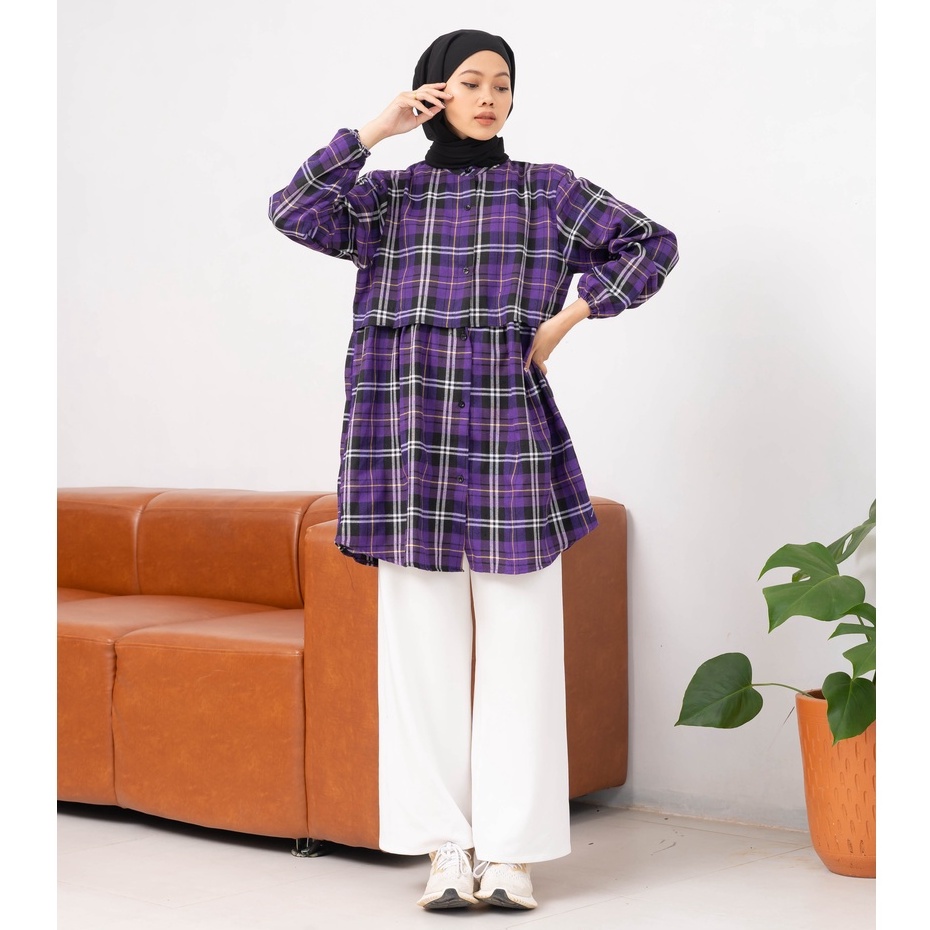 KEMEJA TUNIK FLANEL YISOO LONG SHIRT PREMIUM SHIRT B522