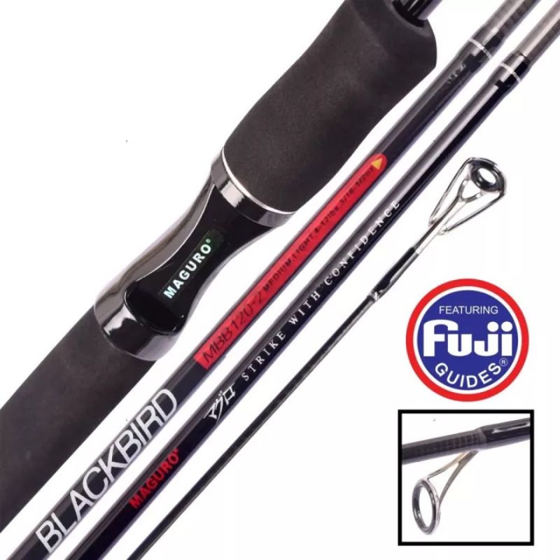 Joran Spinning Maguro Blackbird 150 165 180 Cm Ring Full Fuji / Ujung Joran Maguro Black Bird