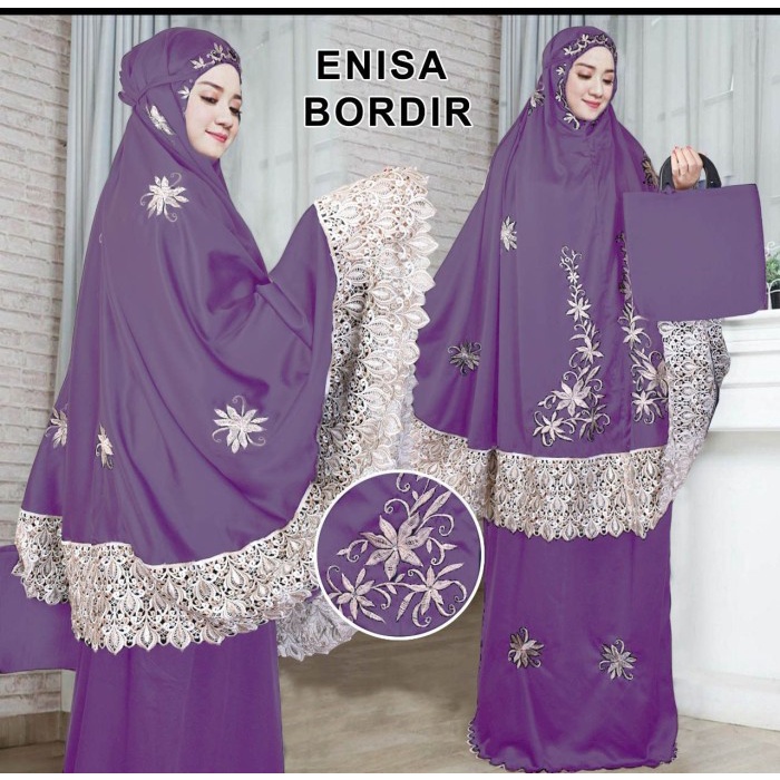 Cod DIONISIA Enisa Mukena Luna Maya Dewasa Renda Bordir Terbaru 2020 - Ungu