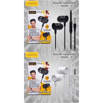 Hf Handsfree Headset Realme R-34 + Mic Suara Bagus