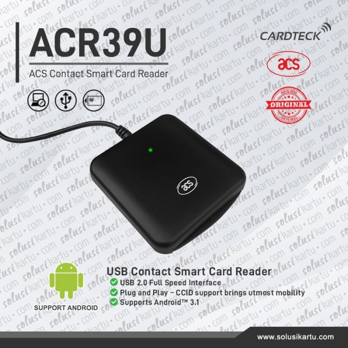 

Limited Acs Acr39U, New Contact Smartcard Reader/Writer, Usb