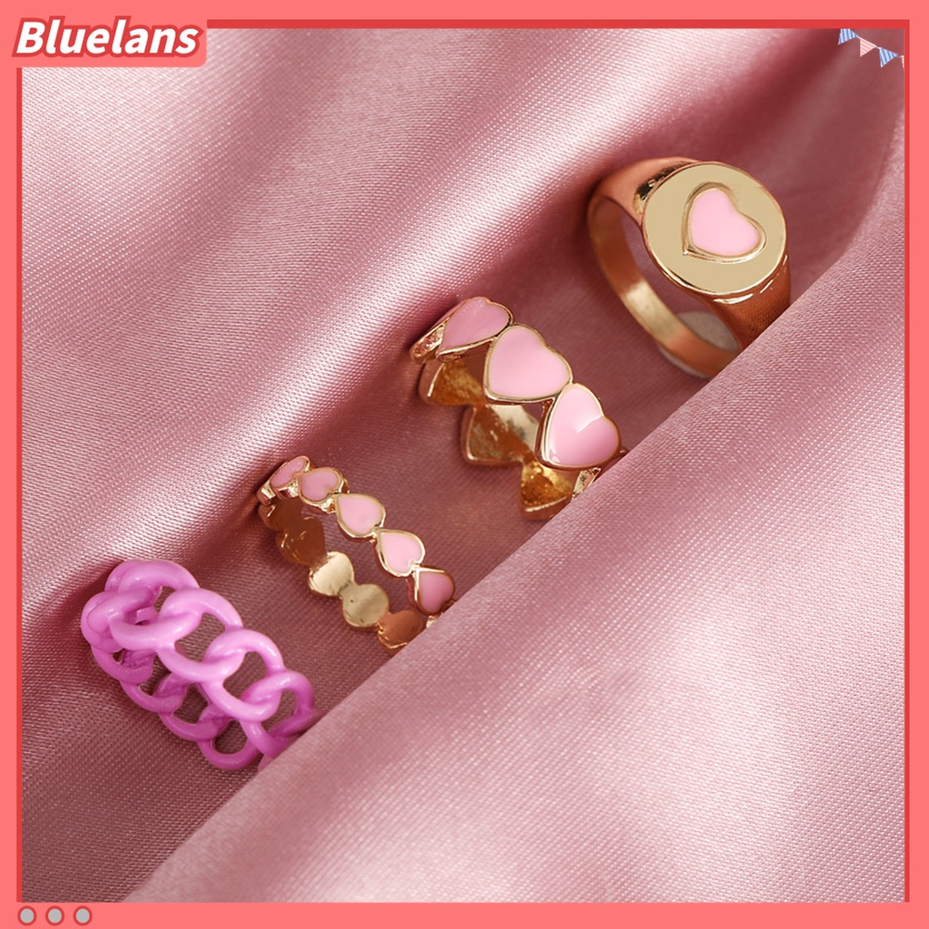 1 Set Cincin Knuckle Stackable Bentuk Hati Untuk Wanita