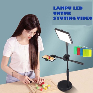 Lampu led stand untuk shooting vlog / live konten kreator masak make up lighting phone holder set lampu tiktok youtuber