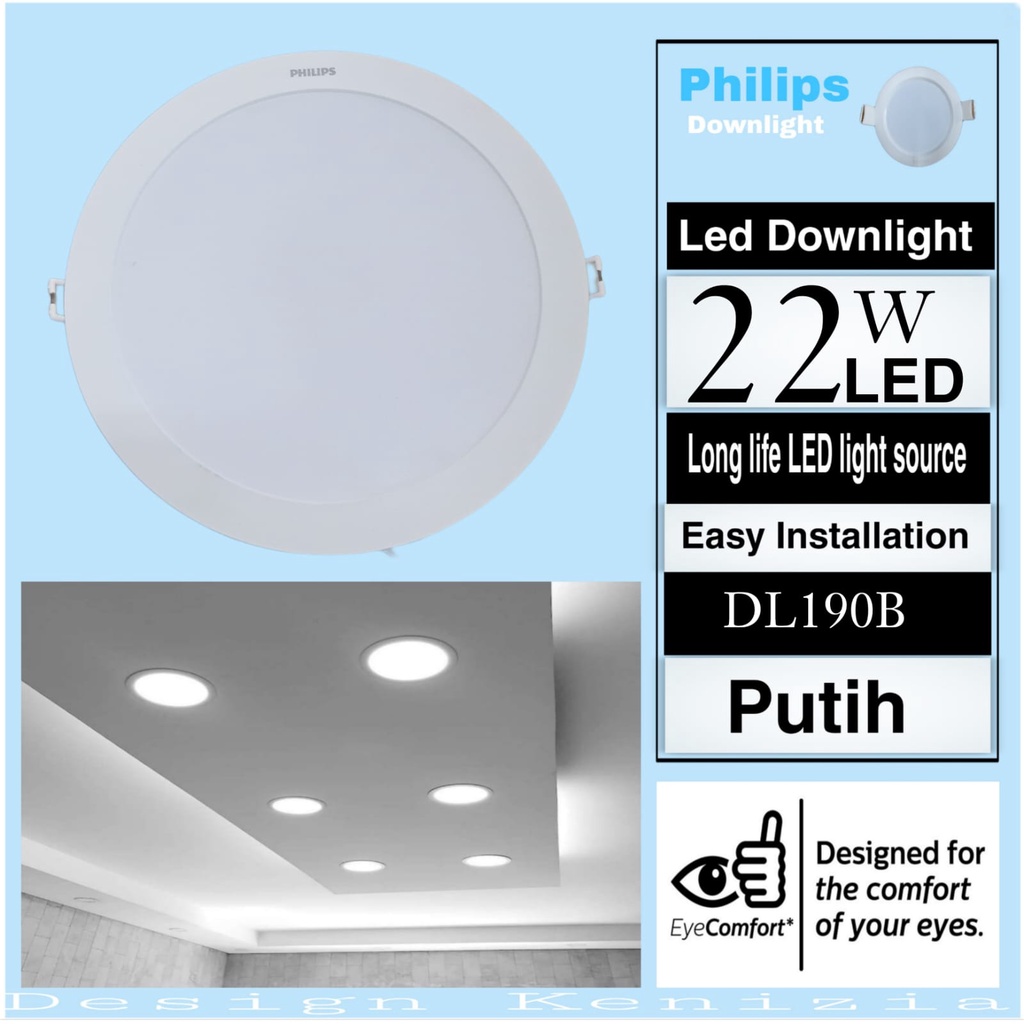 Philips DL190B LED Downlight 22 Watt Putih / Downlight LED Philips 22 Watt / Panel LED Philips / Lam