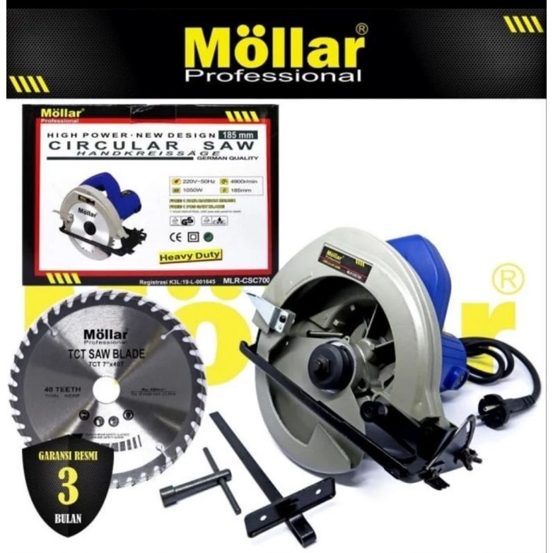 Gergaji Kayu Listrik 7" Mollar CSC700 circular saw 185mm