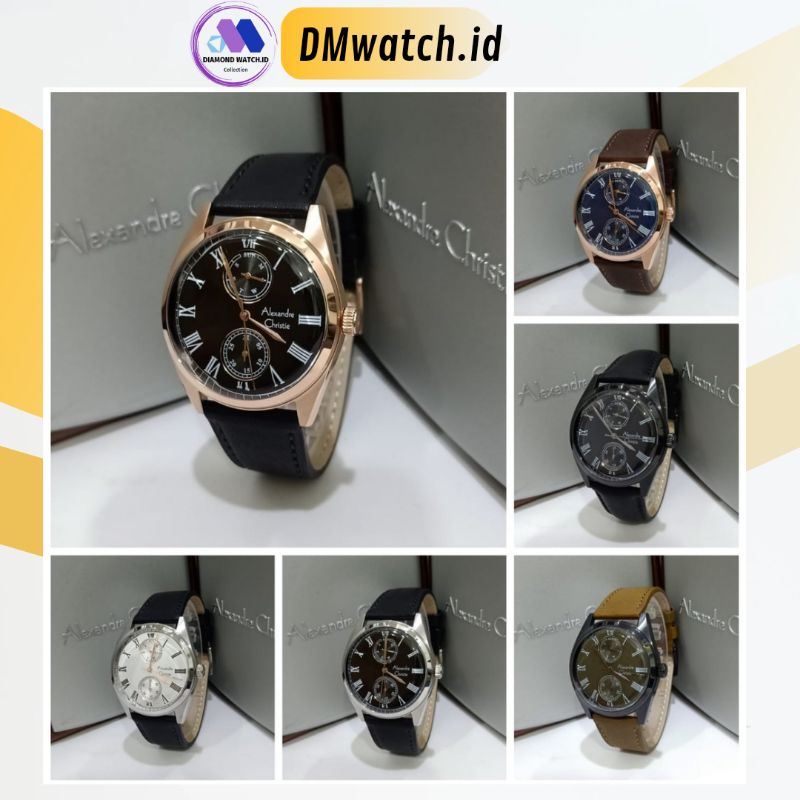JAM TANGAN ALEXANDER CHRISTIE PRIA ORIGINAL AC 6578 TERBARU MURAH OR ANALOG TALI KULIT COWOK NEW