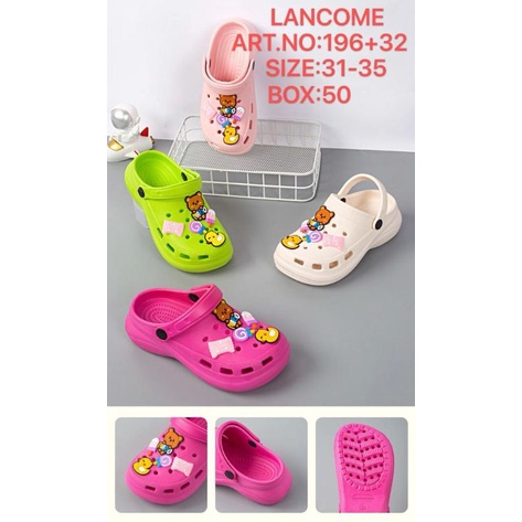 Selop Wedges Clog Jelly Wanita Rubber Empuk Sandal Fuji Versi Anak Motif Mario Bear