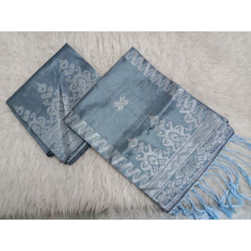 songket silungkang warna biru wardah