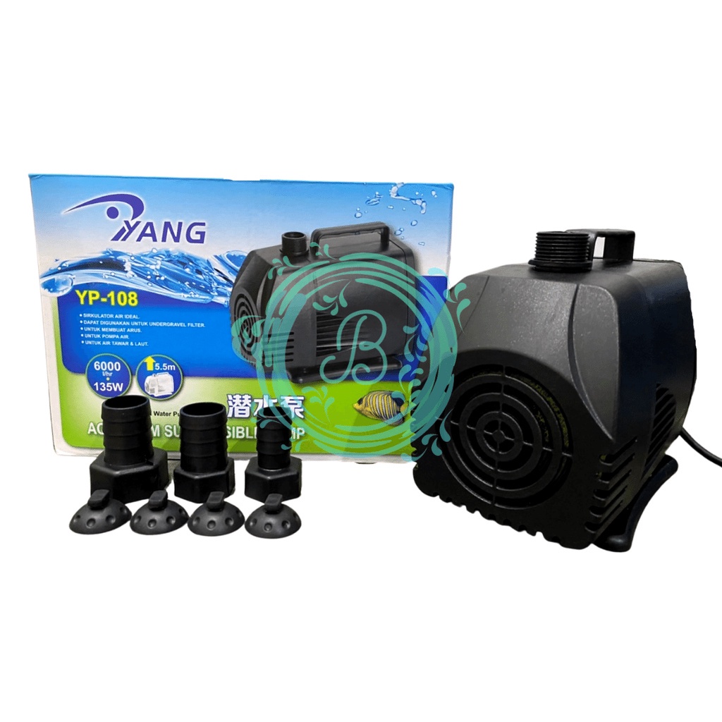 Yang YP 108 Pompa Air Celup Aquarium Aquascape Hidroponik Kolam Submersible Water Pump Akuarium