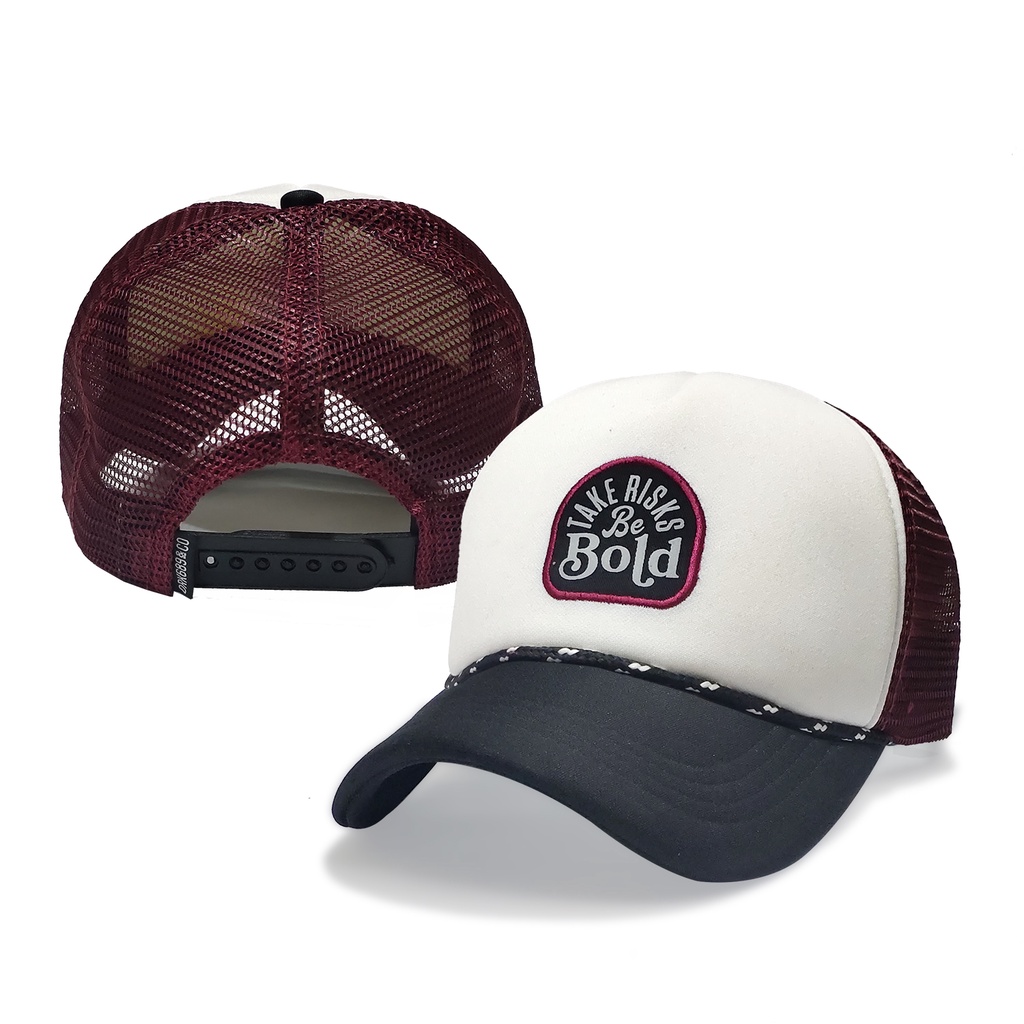 Topi Pria Distro Baseball Topi Jaring Original ORK689 Bebold White Maroon
