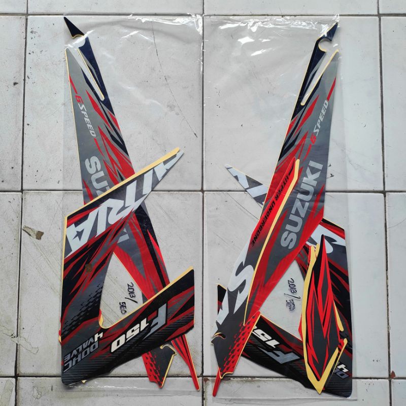 STRIPING STANDAR LIS ORI SATRIA F 2013/2014 MERAH HITAM STIKER SATRIA FU 2013/2014 MERAH HITAM