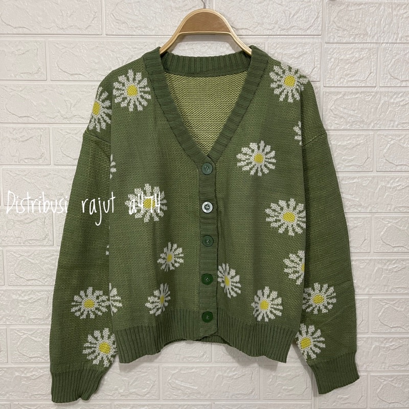 Vabesha Cardi rajut motif bunga| Cardingan Crop Top Atasan Cardingan Wanita Top Lengan Panjang