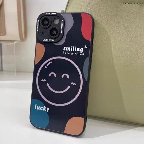 Ins Casing iPhone 14 14pro 14Plus 14prm 13 13pro 13prm 11 7Plus 8Plus Xr XS 12pro Max Motif Smiley Shockproof