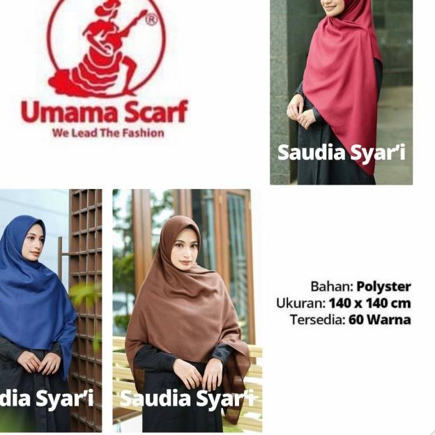 HIJAB KERUDUNG JILBAB SEGI EMPAT JUMBO SYAR'I SAUDIA UMAMA