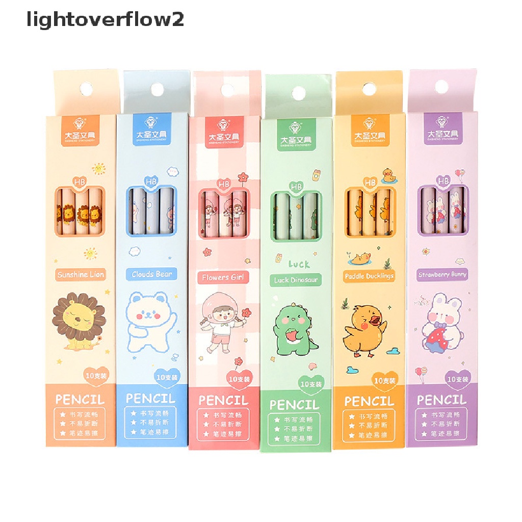 (lightoverflow2) 10pcs / Set Pensil HB Motif Kartun Lucu Untuk Hadiah Ulang Tahun Anak Tk