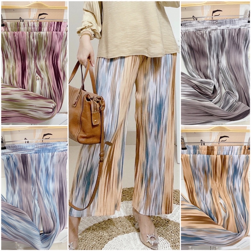 Pleats pants (bunga, abstrak &amp; gradasi) / kulot plisket