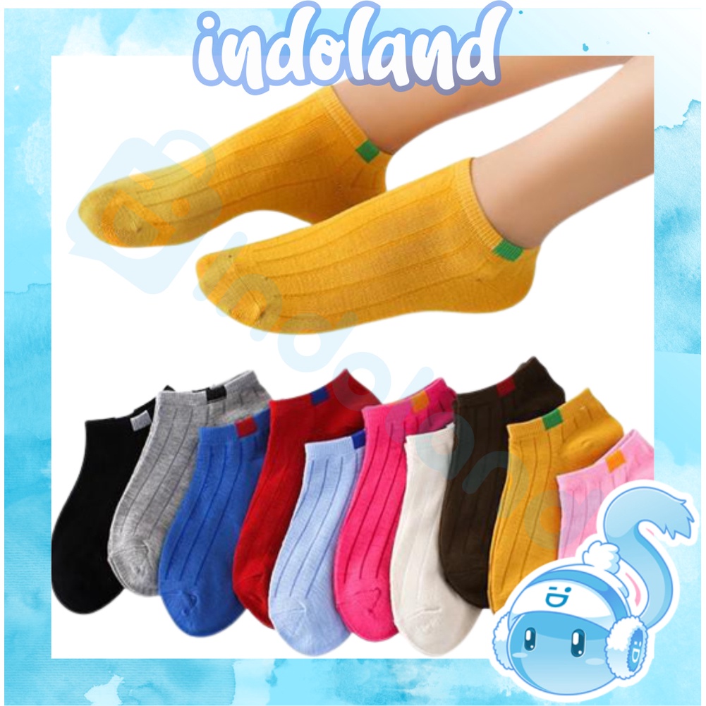 ☀ INDOLAND ☀ R103 Kaos Kaki 6 Garis Polos Semata Ankle Socks Fashion Import Murah Batam Wanita Pria