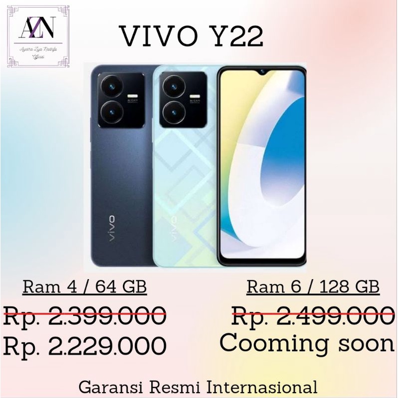 VIVO Y22 RAM 4 / 64 GB GARANSI RESMI INTERNASIONAL | HANDPHONE TERLARIS | HP BERMERK