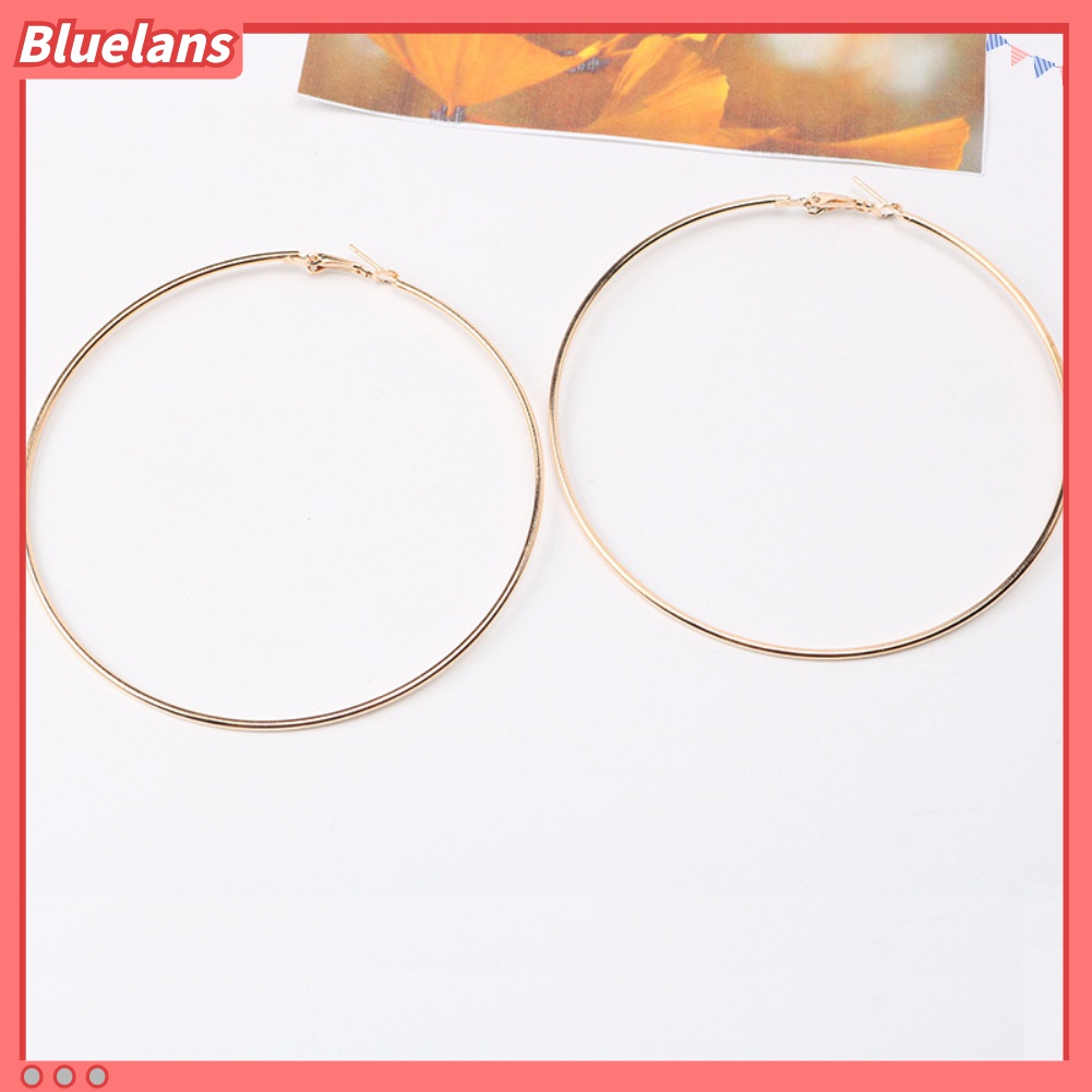 Anting Hoop Bentuk Lingkaran Besar Model Hollow Untuk Wanita