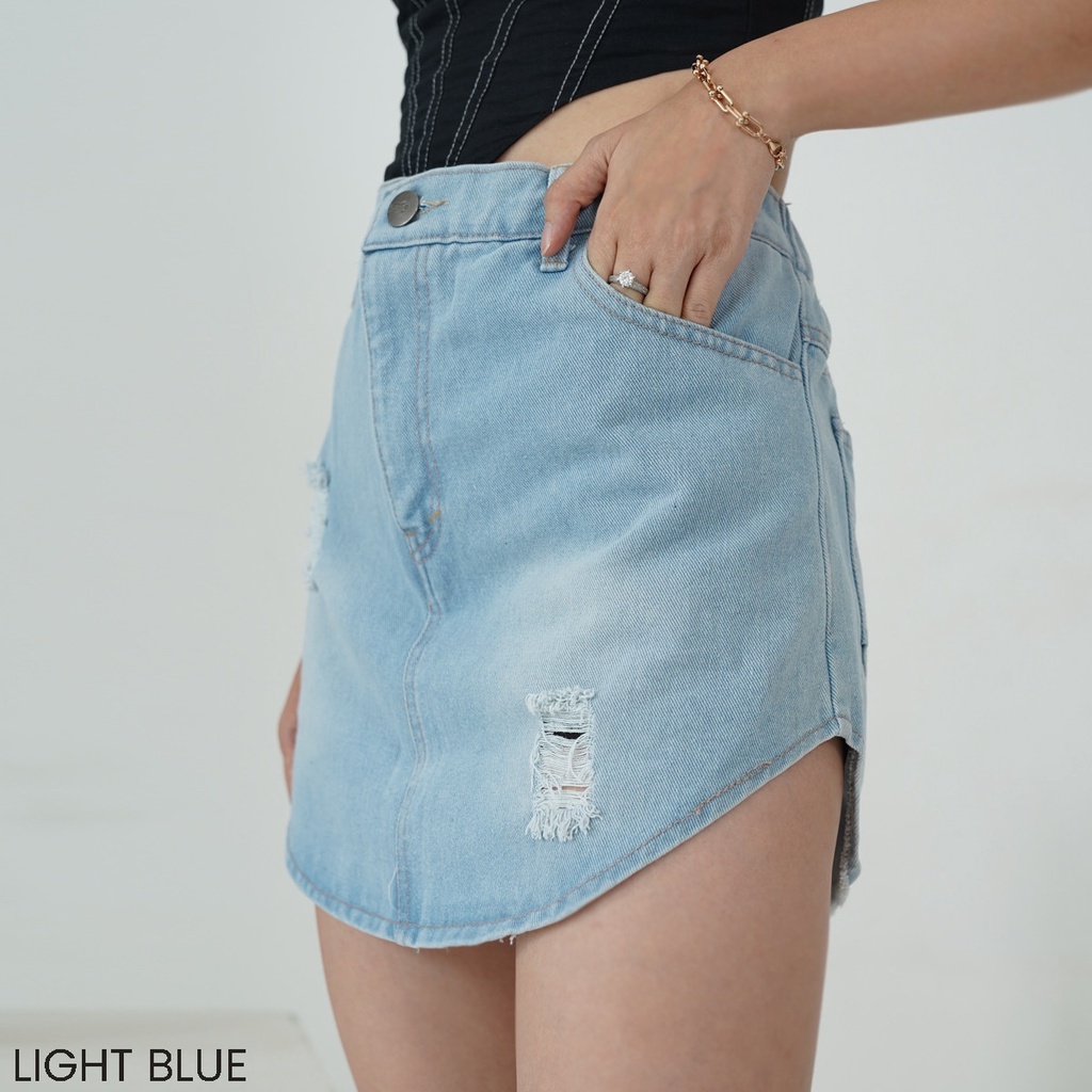 Mini Skort Denim Celana Rok Wanita