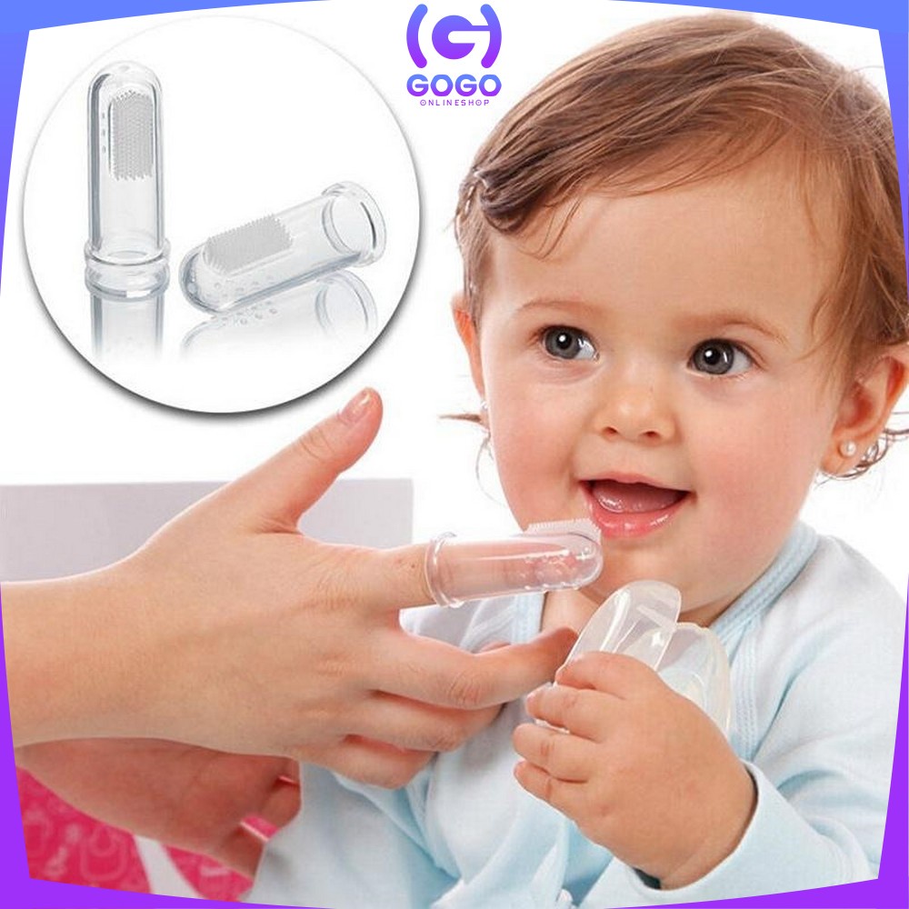 GOGO-C41 Sikat Gigi Jari Bayi Bahan Silikon Lembut Pack OPP Pembersih Gigi Newborn Finger Toothbrush