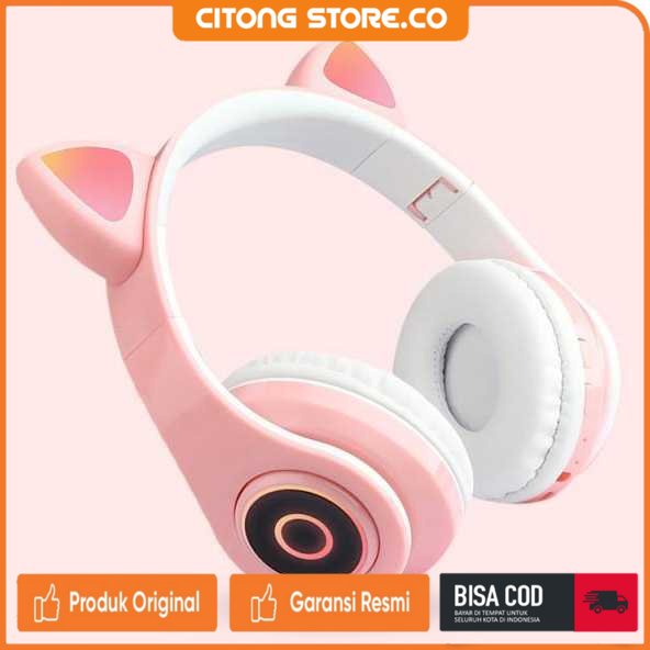 Headphone Gaming Headshet Gaming RLoop Bluetooth Headset Headphone Telinga Kucing Cute Cat Ear CXT-B