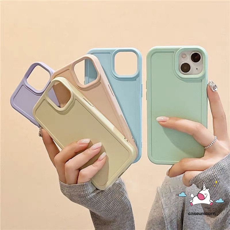 Casing Soft Case Matte Warna Macaron Untuk iPhone 11 7plus XR 8plus 14 13 11 12 Pro MAX X XS MAX 7 8 Plus